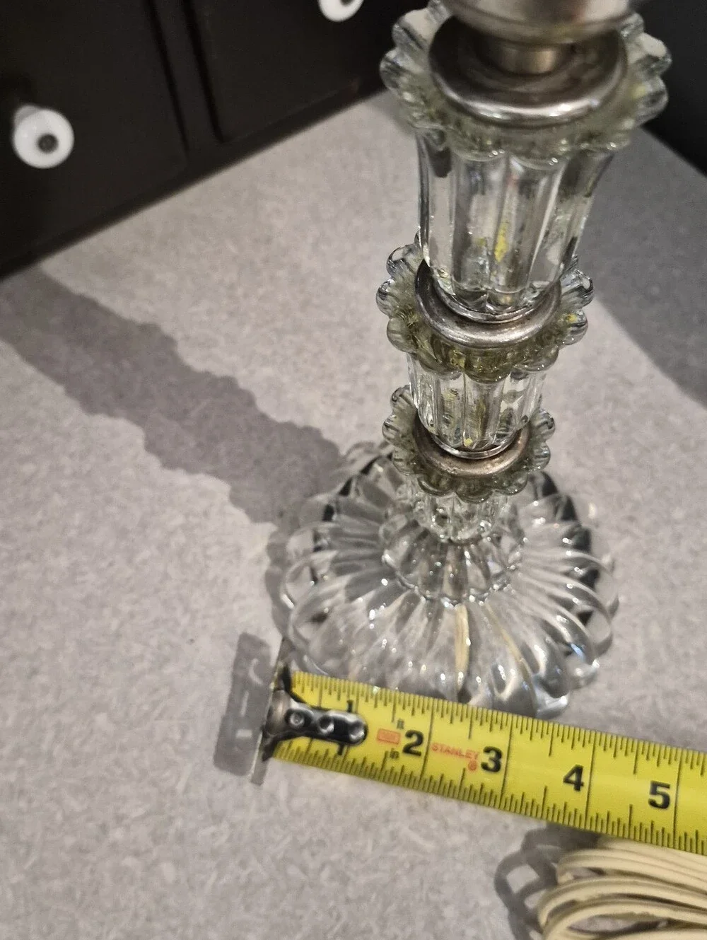 Clear Glass Table Lamp - Elegant Crystal-Style Home Accent VINTAGE
